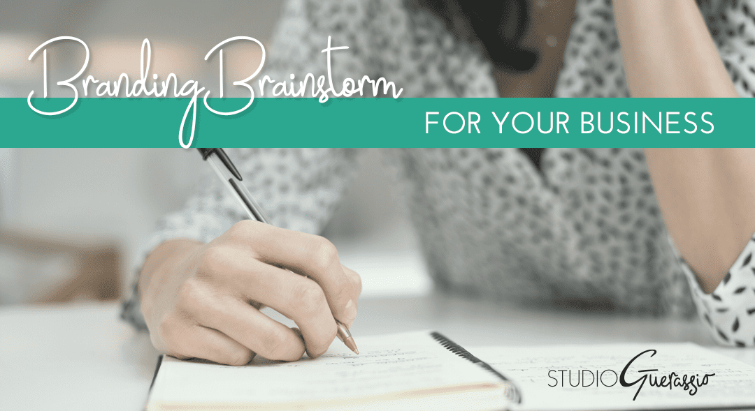 Branding Brainstorm Image of woman writing on notepad, with text Branding Brainstorm for Your Business, by Studio Guerassio
